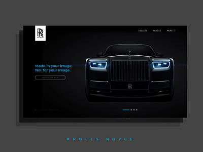 Rolls Royce Home Page Design - Phantom blue brand branding car color dark art design flat illustration knowledge logo rolls royce typography ui ui ux uikits ux web web desgin website