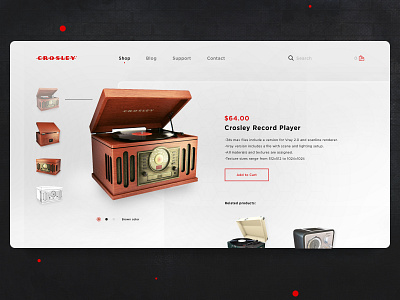 Crosley Record Player app design flat site design social ui web