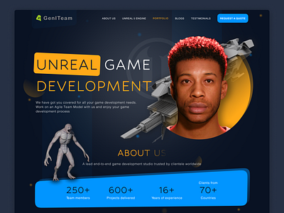 Unreal Engine Game Landing Page 3d branding color game landing motion graphics ui unreal ux vector web
