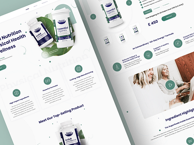 Health Product Landing Page branding color design flat graphic design health light logo product ui ux vector web