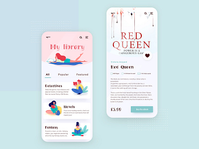 my library app 2019 app color design flat social typography ui ux vector