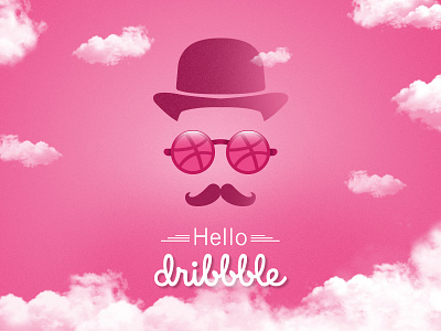 Hello, Dribbble clouds debut first shot gentleman hello dribbble illustration