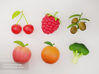 Fruit and Vegetables 3d Illustration