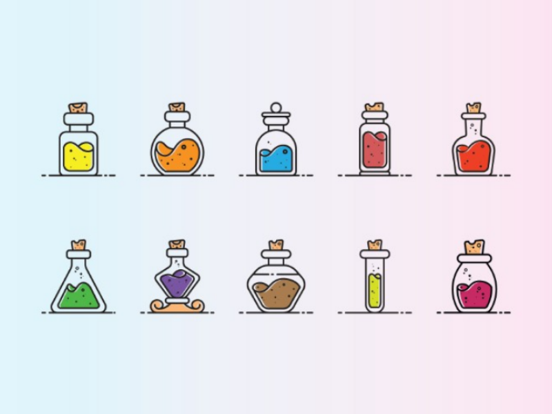 Potion Icon Set herb inspiration ux ui web website designer design logoinspiration bottle logo iconfinder colorful potion icons icon color adobe