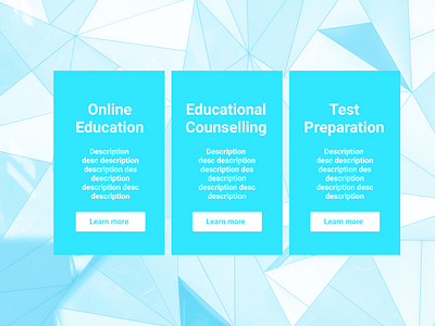 Features Screen for Online Education Website