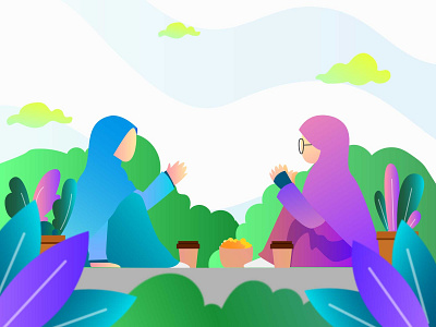 muslimah dialog abstract branding business computer concept creative idea design flat illustration illustrator minimal mobile site ui vector