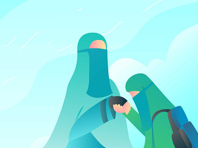 Muslimah Teacher and Student branding creative idea design flat graphic illustration illustrator minimal mobile object site ui vector