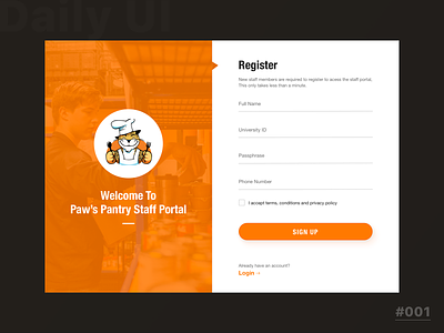 Sign up form for University Food Pantry - Staff Portal sketch uidesign uxdesign