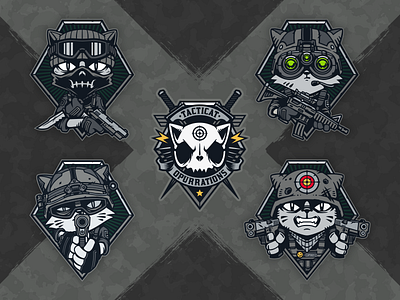 Tacticat Opurrations airsoft cartoon cat cute design game gamer guns patch patches photoshop purrr stickers t shirt vector