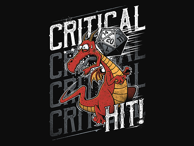 Super Critical Hit cartoon critical design dragon illustration rol roleplay rpg t shirt tee typo typography vector