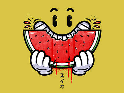 More Watermelon cartoon design eat illustration summer t shirt tee vector watercolor watercolour watermelon