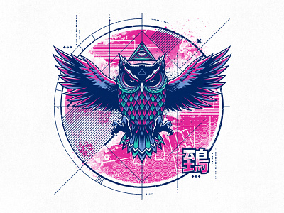 Owl Knight cartoon design illustration japan logo owl samurai t shirt tee tshirt design typography vector