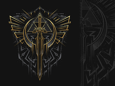 Hero Sword design gamer gaming illustration link logo shield sword t shirt tee typography vector videogame zelda