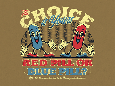 The Choice is Yours cartoon funny illustration retro retro cartoon stickers t shirt tee vector