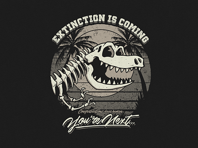 Extinction cartoon design illustration retro t shirt tee vector