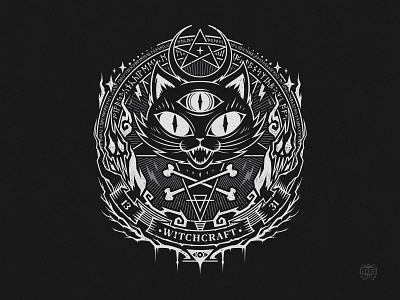 Witchcraft cartoon cat design halloween illustration t shirt tee vector witch