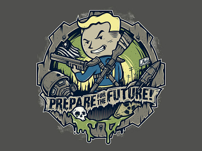 Prepare for the Future apocalypse cartoon design fallout t shirt tee textil vector wasteland