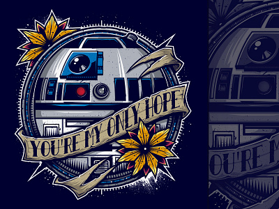 My only Hope droid illustration r2d2 starwars t shirt tee vector