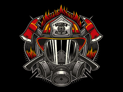 Firefighters firefighter helmet illustration t shirt tee vector