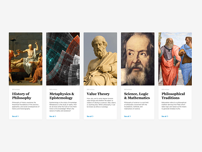 Philosophy topics close-up cards design flat minimal philosophy typography ui uidesign ux web