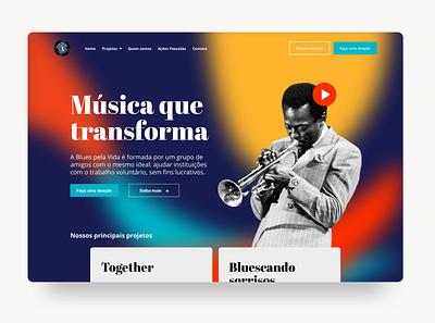 A Blues themed NGO blues branding design flat illustration jazz minimal ui uidesign ux web website