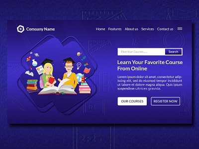 Online Education Creative Modern Landing Page Website adobe photoshop design online education web design web template web ui ux