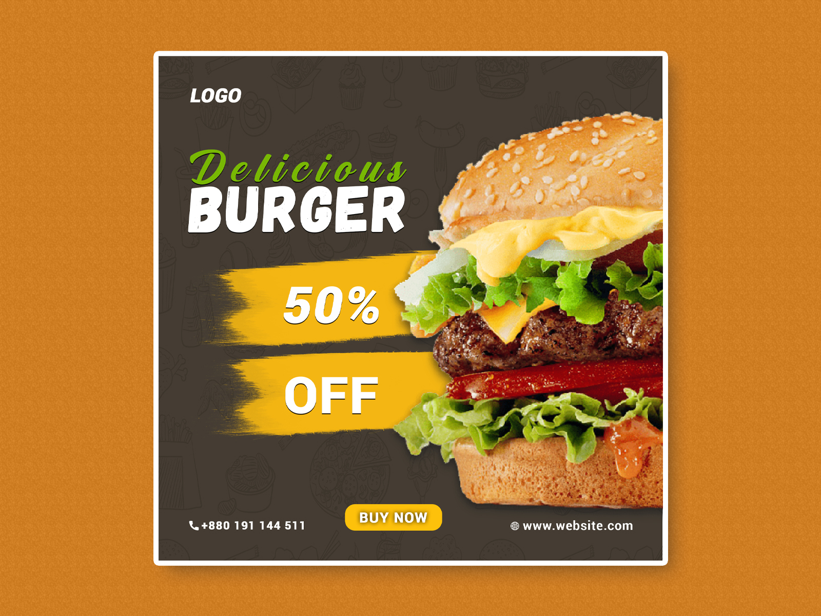 Download Delicious Hamburger Social Media Banner Template PSD ...