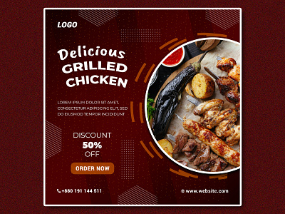 Delicious Grilled Chicken Food Social Media Banner Template PSD free social media banners social media banner design ideas social media banner images social media banner mockup social media banner psd social media marketing banner social media promotion banner