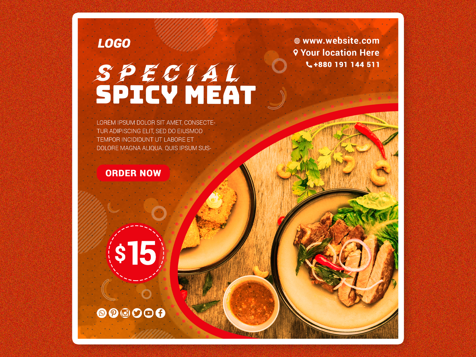Special Spicy Meat Food Social Media Banner Template PSD Mockup by ...