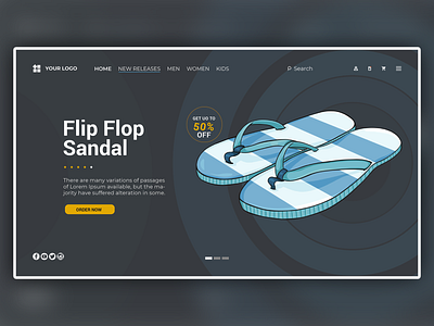 Flip Flops Sandal Marketing Landing Page Web Banner creative landing page creative landing page design landing page landing page layout website design templates wordpress landing page