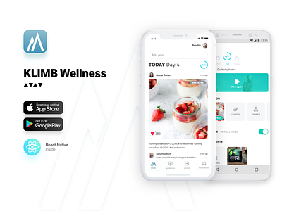 Klimb android app design fit flat health icon ios minimal mobile react typography ui ux wellness