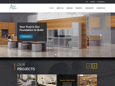 Acme Builders branding clea concept construction flat redesign ui web design website