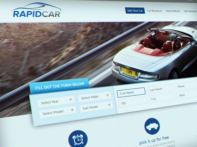 Rapid Car automobil car home page layout screen ui web