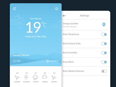 Cool Weather UI Concept android app cool day ios screen sky ui ux weather widget
