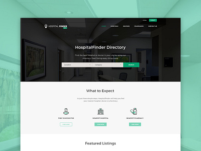 Hospital Finder clean flat hospital landingpage medical online portal redesign ui ux website