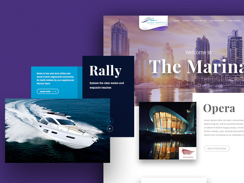 Yacht Club Landing Page travel cruises boat web responsive resort luxury yacht marine landing page interface flat