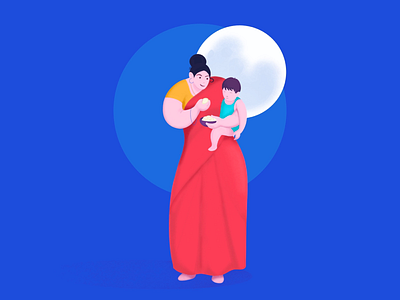 Mother’s Day baby blue concept eat illustration minimal moon mother mothers day red