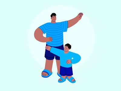 Warmup blues character child concept excercise father illustration minimal morning teaching with child
