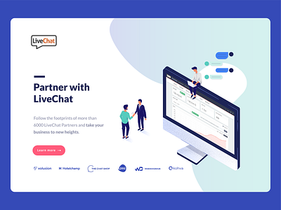 Partner with LiveChat landing page landing page partnership platform web design