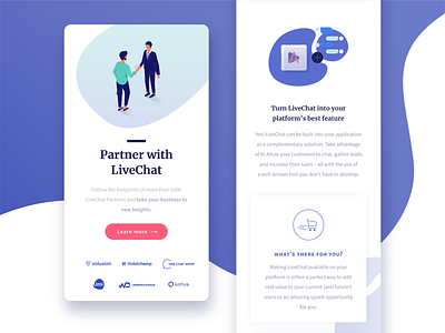 Partner with LiveChat landing page – mobile version