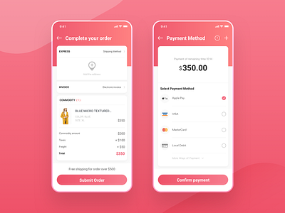 Electronic Commerce Payment app design ui