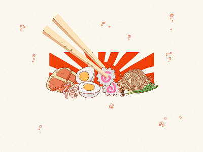 RAMEN behance color palette colors design food graphic illustration illustrator japan pencil photoshop ramen red vectors wacom