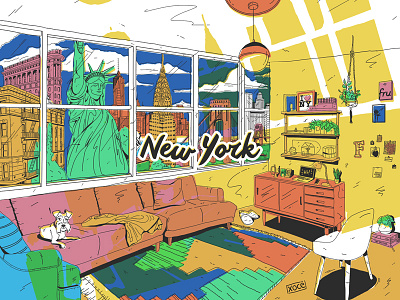 New york adobe advertising apartment camping city colors doggie flat home illustration illustrator lettering new new york panoramic pencil photoshop vectors wacom window