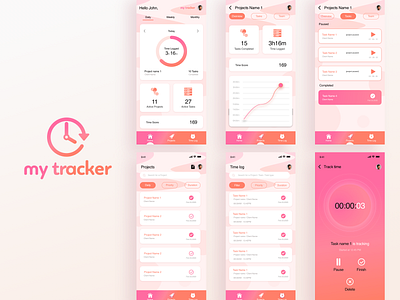 My tracker (time tracking mobile app) design mobile app tasks time tracking trackingapp ui ux