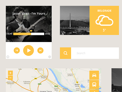 UI Kit (freebie) box dropdown kit map menu play search ui