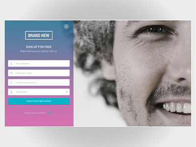 Sign up form clear flat gradient signup form simple ui ux