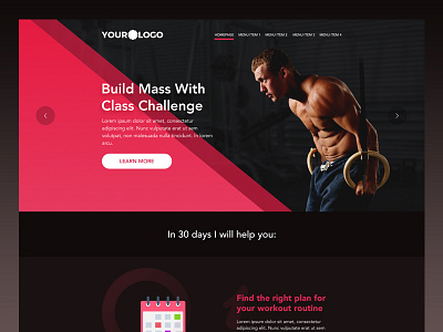 Fitness Landing Page dark fitness flat landing page simple ui ux website