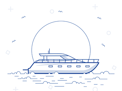 Luxury Yacht boat branding custom icon design icon illustration illustrator ocean svg ui