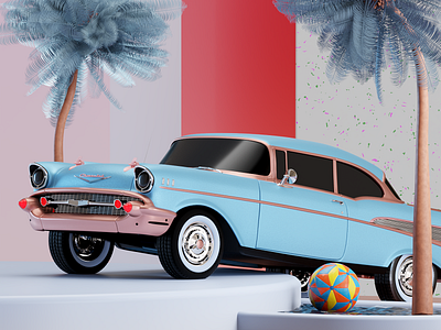 Chevy Bel Air Surreal Design 3d 3d art surreal vibrant