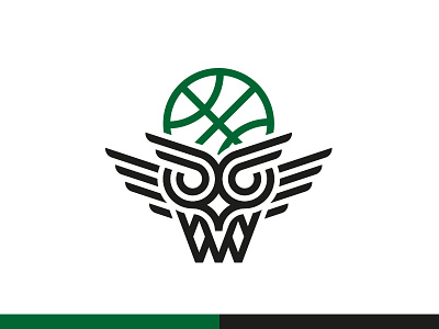 Green Owls (Basketball) Logo basketball logo brand design branding icon identity design line art logo logomark minimal modern logo owl logo